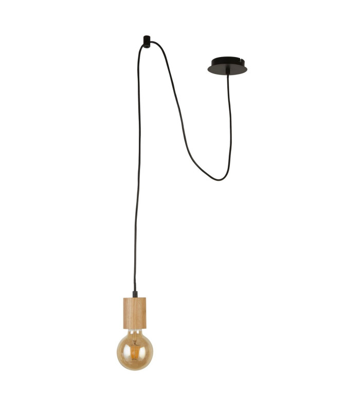 Spinny Ceiling Pendant Wood & Black Metal_Off
