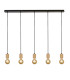 Spinny 5 Light Bar Ceiling Pendant- Wood & Black Metal_Main
