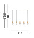 Spinny 5 Light Bar Ceiling Pendant- Wood & Black Metal_Line