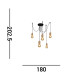 Spinny 5 Light Ceiling Pendant Wood & Black Metal_Line