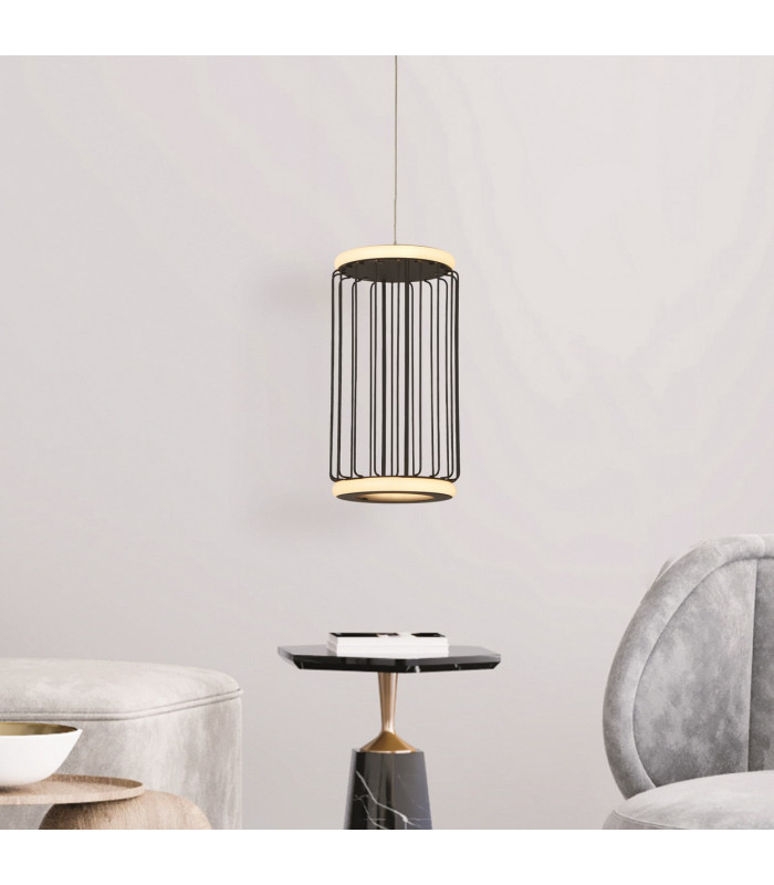 Circolo Cage LED Ceiling Pendant Black Metal_Room