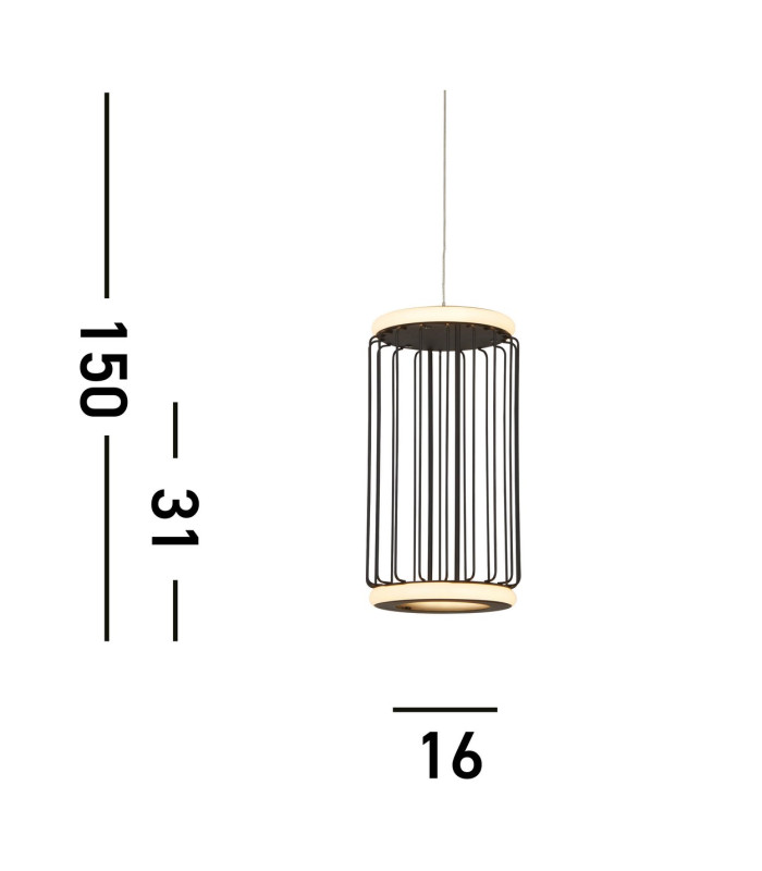 Circolo Cage LED Ceiling Pendant Black Metal_Line