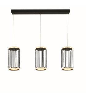 Circolo 3 Light Cage LED Bar Ceiling Pendant Black Metal_Main