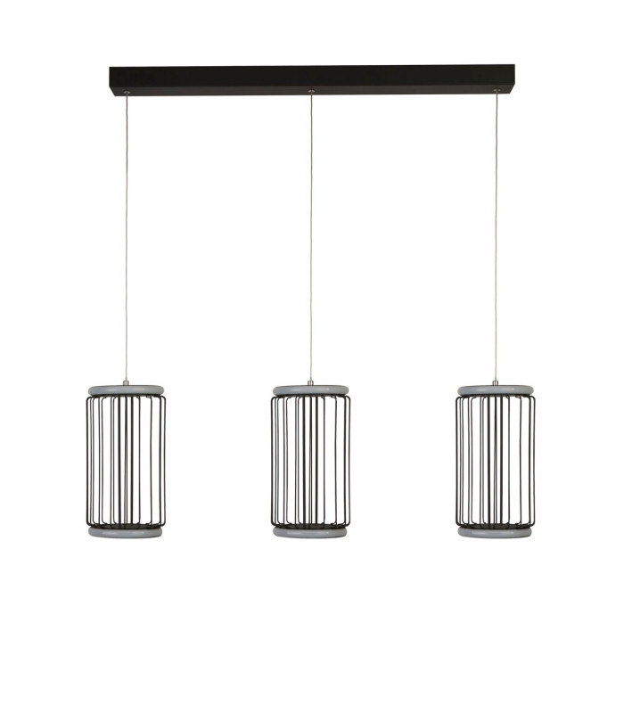 Circolo 3 Light Cage LED Bar Ceiling Pendant Black Metal_Off