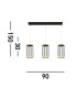 Circolo 3 Light Cage LED Bar Ceiling Pendant Black Metal_Line