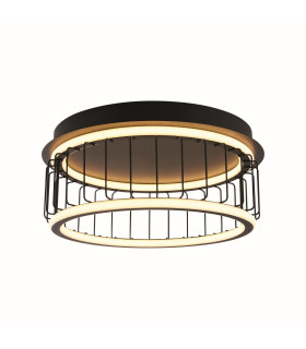 Circolo Cage LED Flush Ceiling Light Black Metal_Main