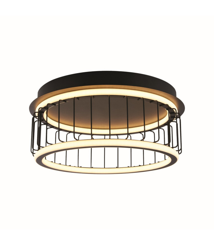 Circolo Cage LED Flush Ceiling Light Black Metal_Main