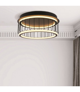 Circolo Cage LED Flush Ceiling Light Black Metal_Room