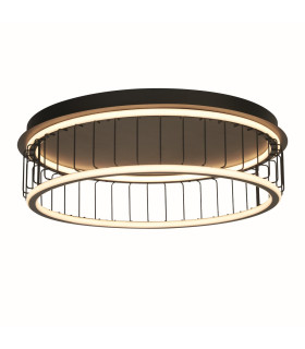 Circolo Cage LED Flush Ceiling Light Black Metal_Main
