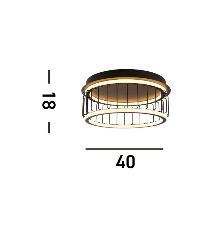 Circolo Cage LED Flush Ceiling Light Black Metal_Line