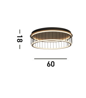 Circolo Cage LED Flush Ceiling Light Black Metal_Line