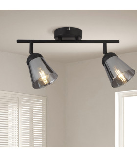 Mega 2 Light Spotlight Black Metal With Smoked Glass_Room