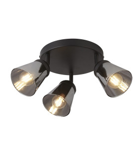 Mega 3 Light Round Spotlight Black Metal With Smoked Glass_Main