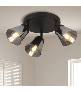 Mega 3 Light Round Spotlight Black Metal With Smoked Glass_Room