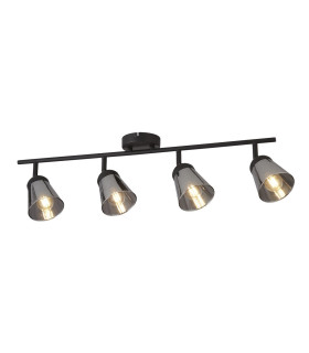 Mega 4 Light Bar Spotlight Black Metal With Smoked Glass_Main