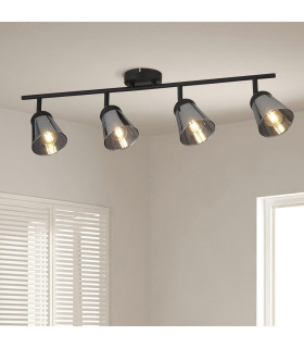 Mega 4 Light Bar Spotlight Black Metal With Smoked Glass_Room