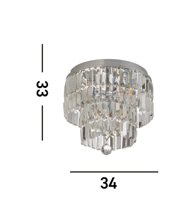Empire 4 Light Ceiling Light Chrome & Clear Glass IP44_Line
