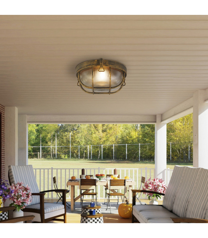 Bulkhead Outdoor Light Black Gold Aluminium IP44_Room