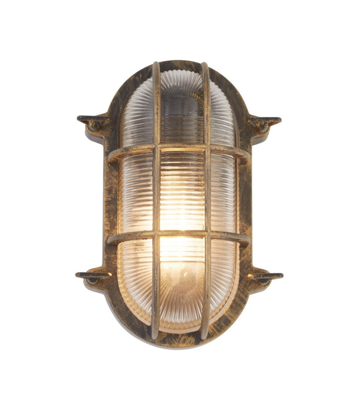 Bulkhead Outdoor Light Black Gold Aluminium IP44_Main