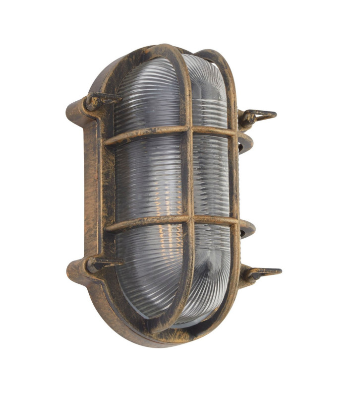 Bulkhead Outdoor Light Black Gold Aluminium IP44_Off