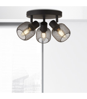 Meshy 3 Light Cage Round Spotlight Black_Room