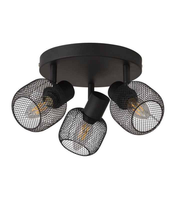 Meshy 3 Light Cage Round Spotlight Black_Off