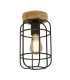 Vision Cage Ceiling Light Matt Black & Wood_Main