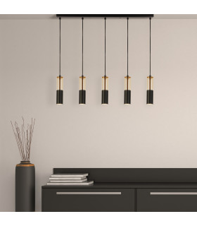 Merrygold 5 Light Bar Ceiling Pendant Amber Acrylic & Black_Room