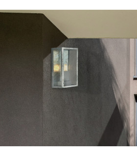 Box II Outdoor Wall Light Silver & Clear Glass IP44_Room