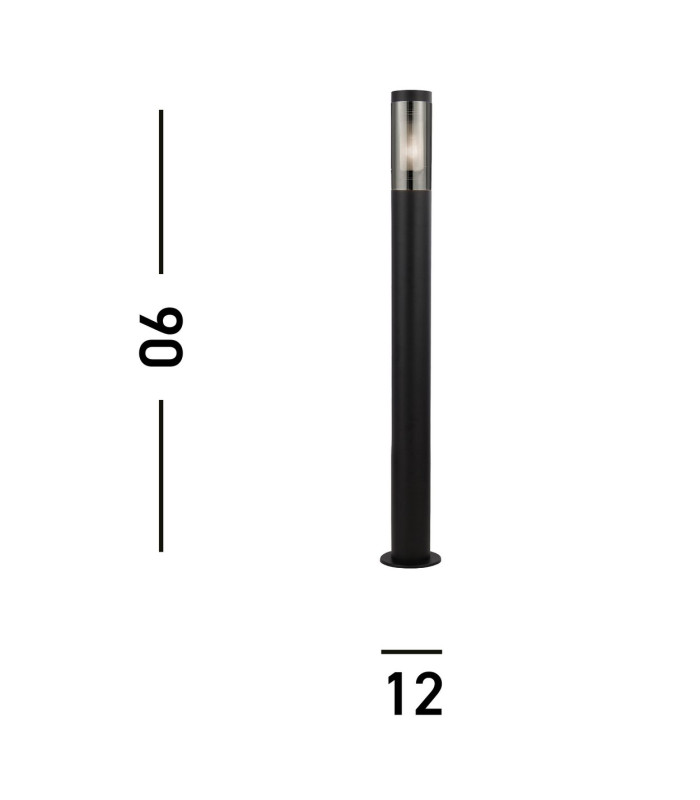 Batton 900mm Outdoor Post Black & Smoked Diffuser IP44_Line