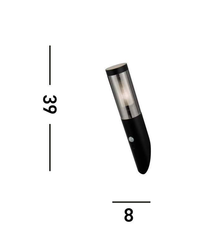 Batton Outdoor PIR Wall Light Black & Smoked DiffuserIP44_Line