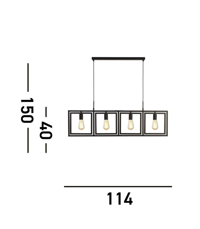 Plaza 4 Light Adjustable Ceiling Pendant Matt Black_Line