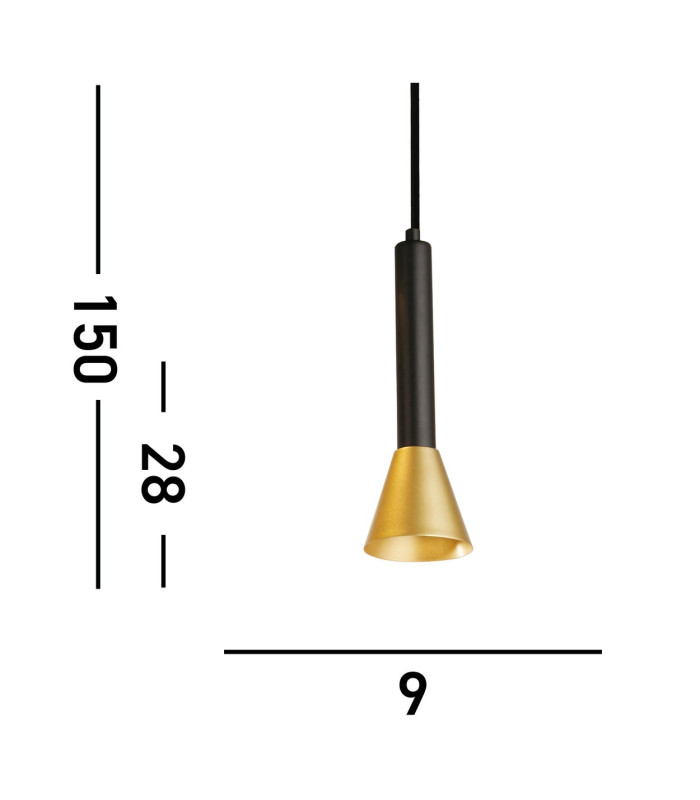 Signal Pendant Black Gold Metal_Line