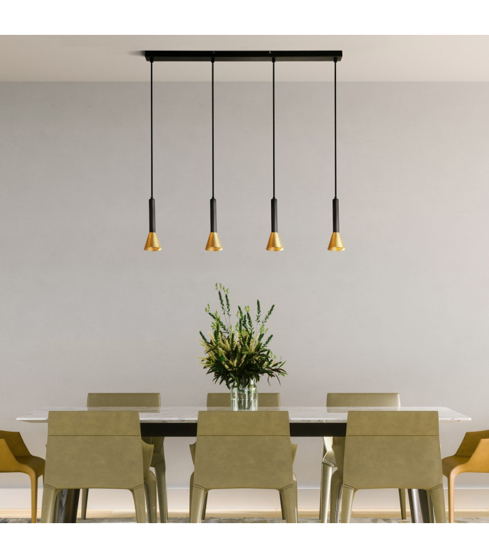 Signal 4 Light Bar Pendant Black Gold Metal_Room