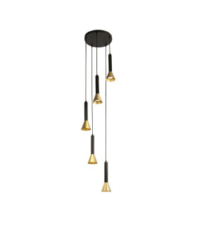 Signal 5 Light MultiDrop Pendant Black Gold Metal_Main