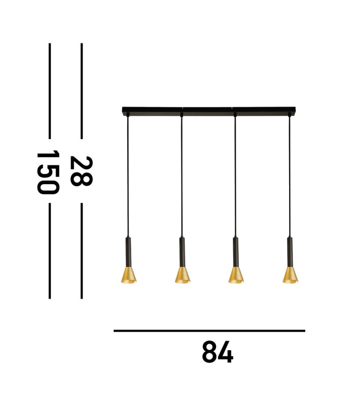 Signal 4 Light Bar Pendant Black Gold Metal_Line