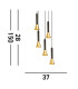 Signal 5 Light MultiDrop Pendant Black Gold Metal_Line