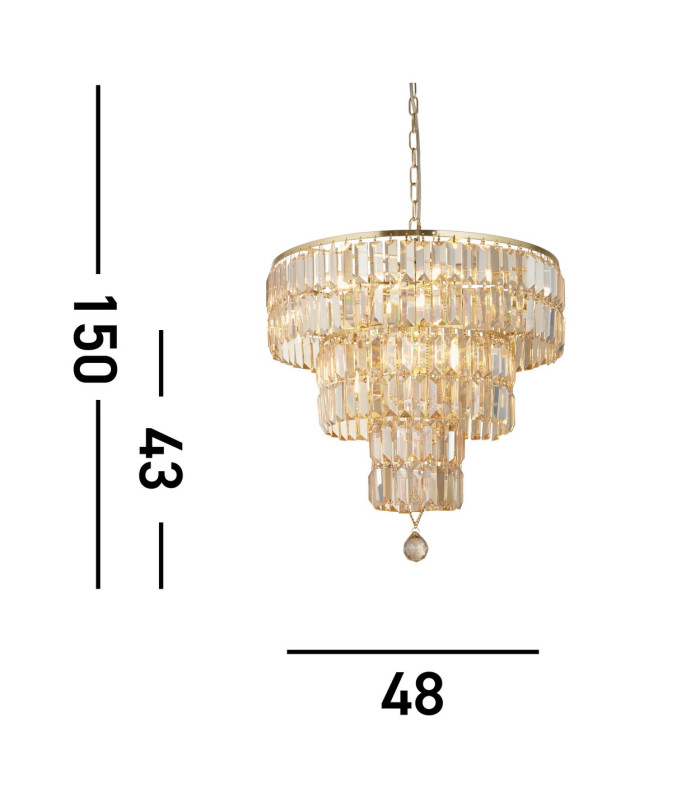 Empire 5 Light Pendant Satin Brass Champagne Glass_Line