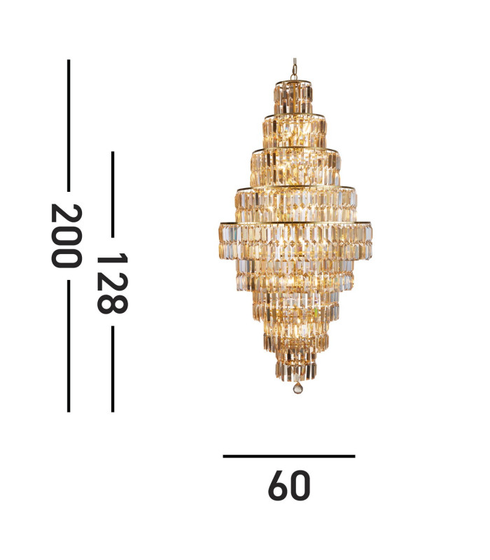 Empire 13 Light Chandelier Satin Brass Champagne Glass_Line