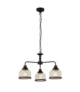 Highworth 3 Light Pendant Black Holophane Style Glass_Main