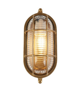 Bulkhead Oval Outdoor Light Solid Brass Ribbed Glass_Main