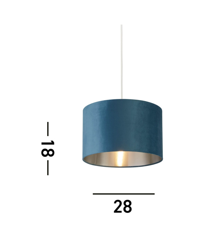 Drum Shade Teal Velvet with Silver Inner Dia.28cm_Line