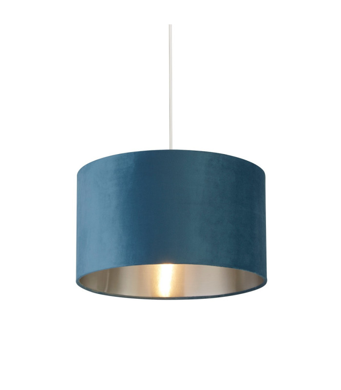 Drum Shade Teal Velvet with Silver Inner Dia.38cm_Main