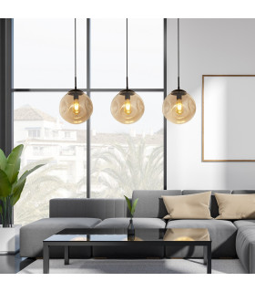 Punch 3 Light Bar Pendant Black Champagne Punched Glass_Room