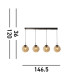 Punch 4 Light Bar Pendant Black Champagne Punched Glass_Line