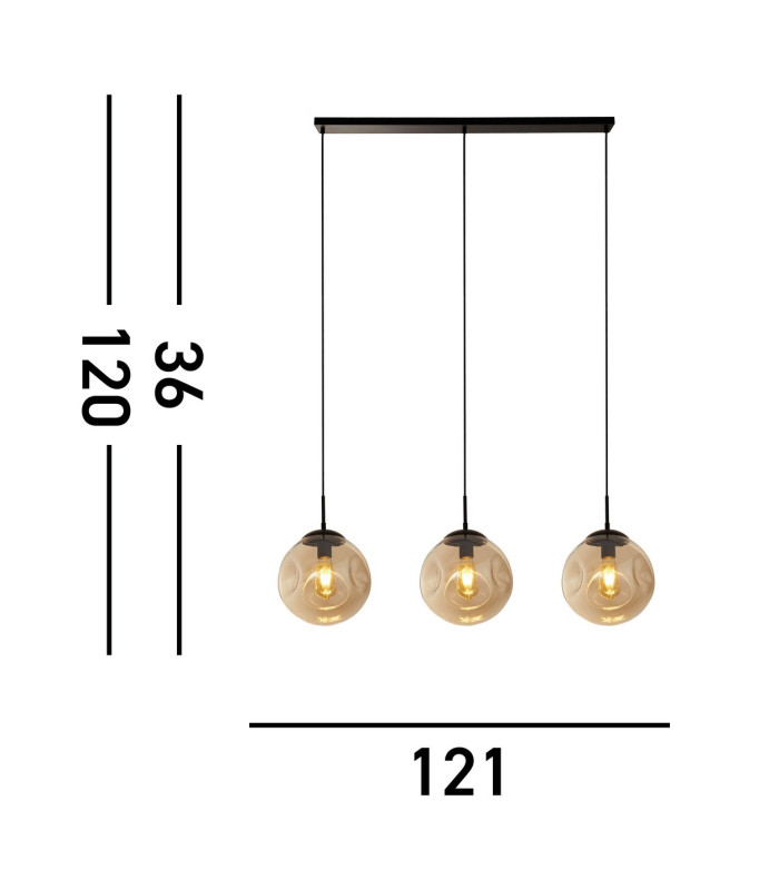 Punch 3 Light Bar Pendant Black Champagne Punched Glass_Line
