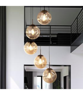 Punch 5 Light MultiDrop Black Champagne Punched Glass_Room