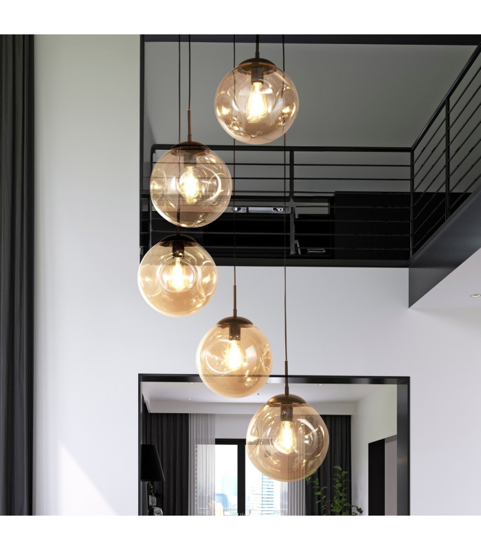 Punch 5 Light MultiDrop Black Champagne Punched Glass_Room