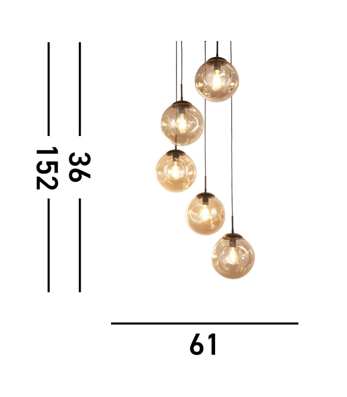 Punch 5 Light MultiDrop Black Champagne Punched Glass_Line