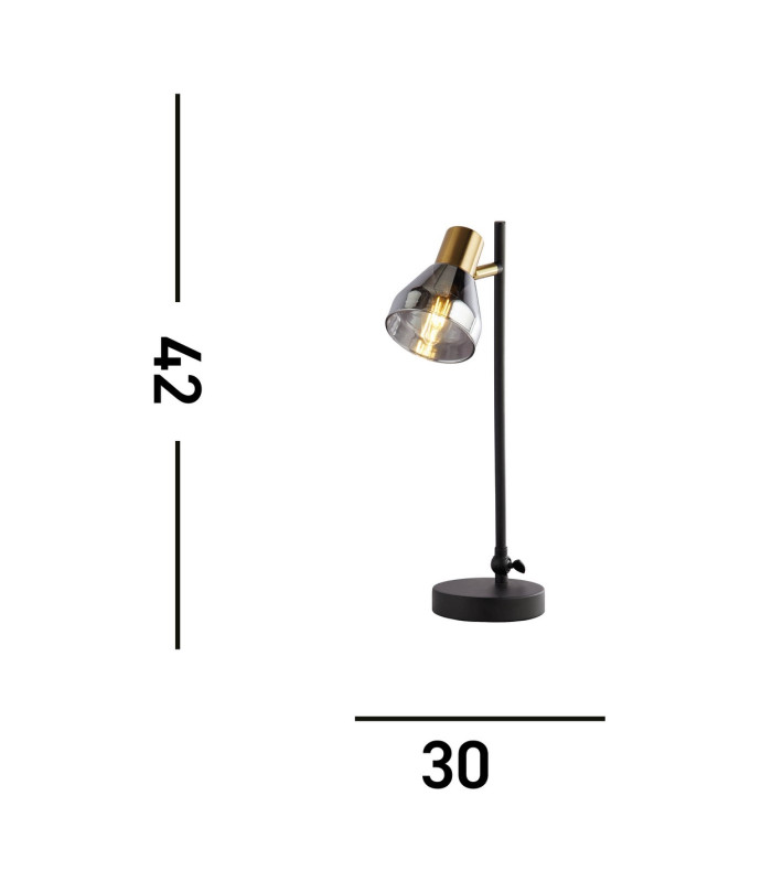 Westminster Table Lamp Black Satin Brass Smoked_Line